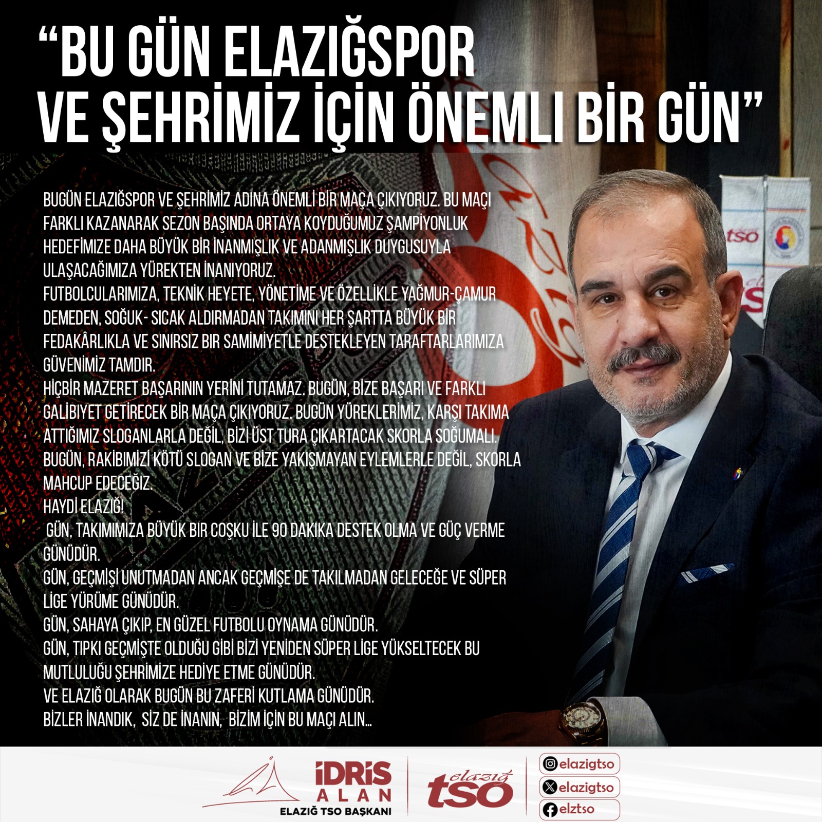 Başkan Alan, “Gün sahaya çıkıp, en güzel futbolu oynama günüdür”